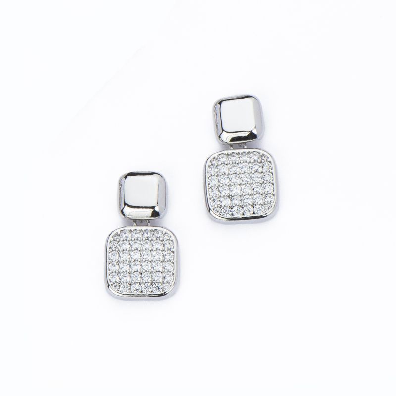 Barbieri Orecchini Metallo e Zirconi Bianchi