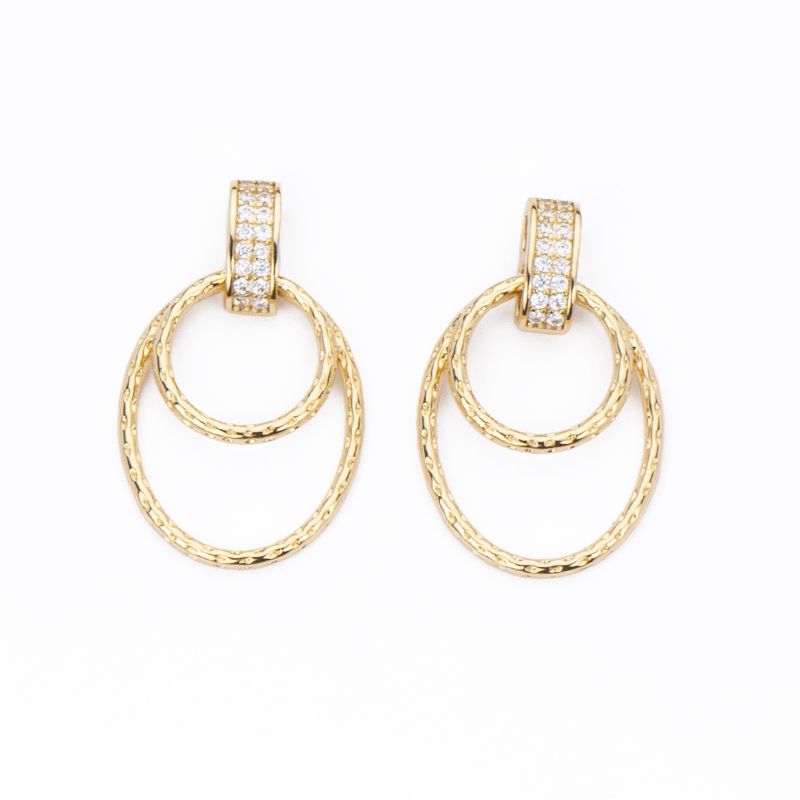 Barbieri Orecchini Metallo Gold e Zirconi Bianchi