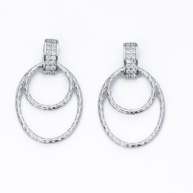 Barbieri Orecchini Metallo e Zirconi Bianchi