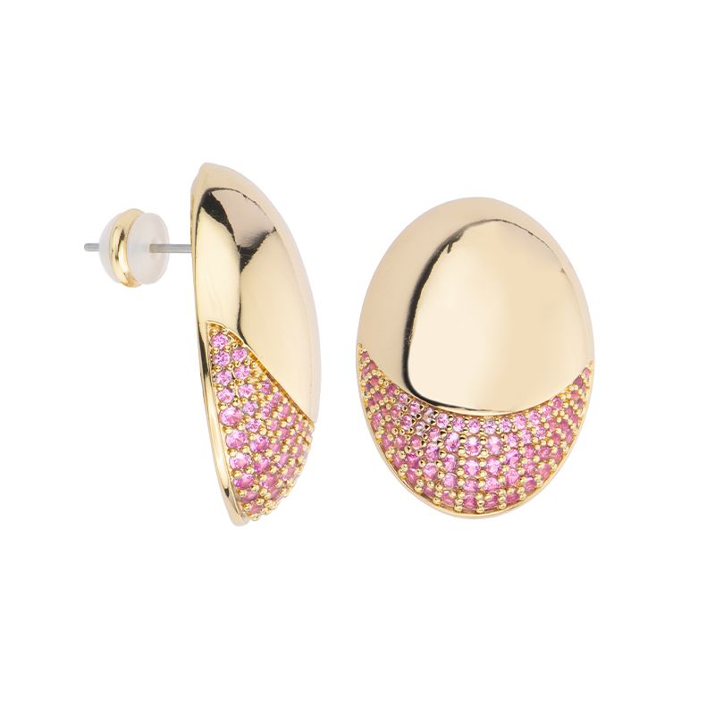 Barbieri Orecchini Metallo Gold e Zirconi Rosa