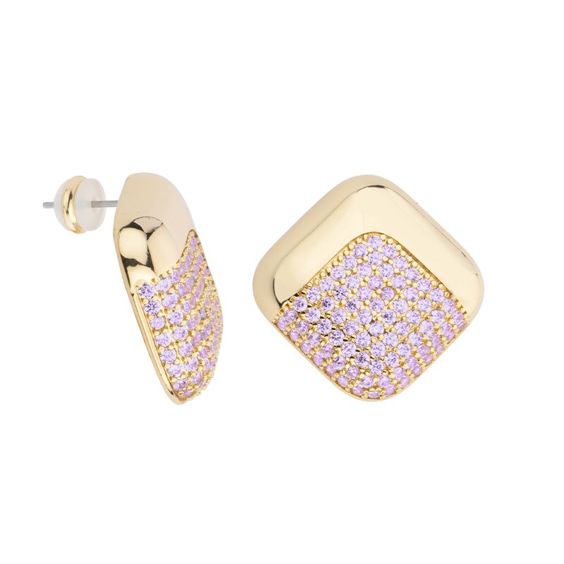 Barbieri Orecchini Metallo Gold e Zirconi Lavanda