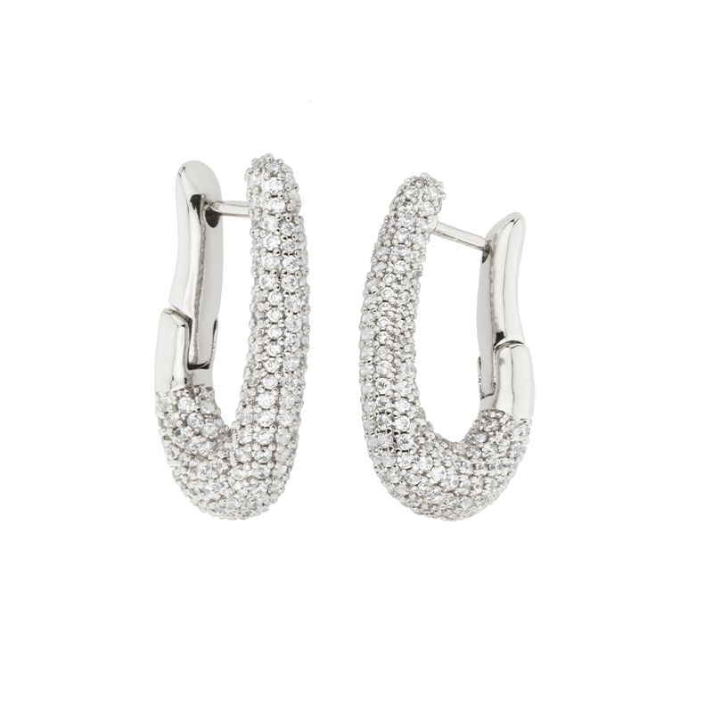 Barbieri Orecchini Metallo e Zirconi Bianchi