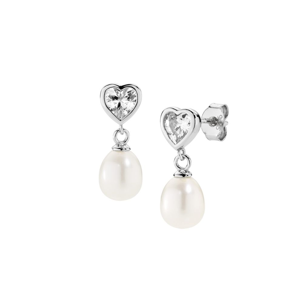 Amen Orecchini Argento Cuore e Perla