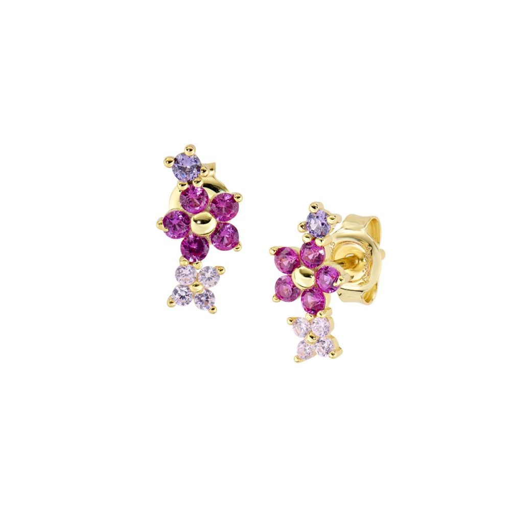 Amen Orecchini Argento Gold FIori Multicolor
