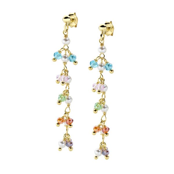 Amen Orecchini Argento Gold Perle e Cristalli