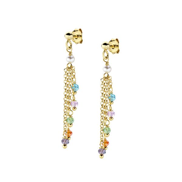 Amen Orecchini Argento Gold Perle e Cristalli