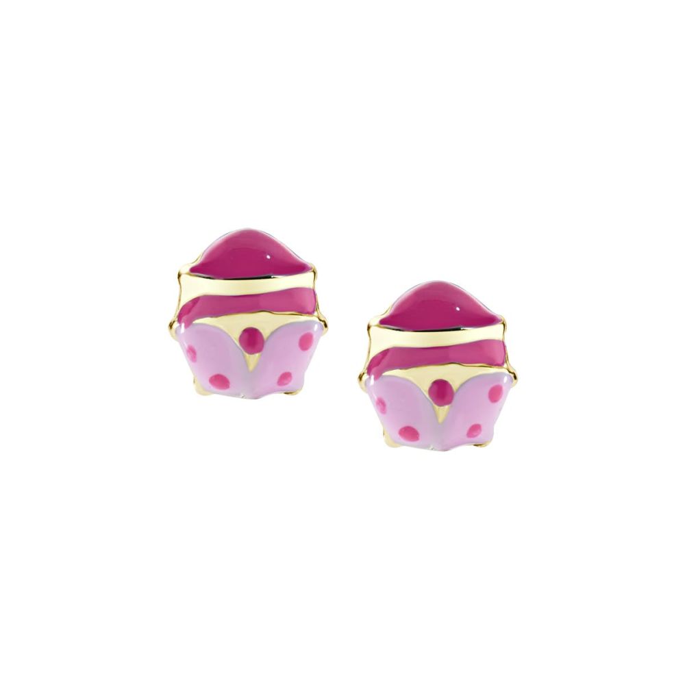 Amen Orecchini Lobo Argento Dorato Smalto Rosa e Fucsia