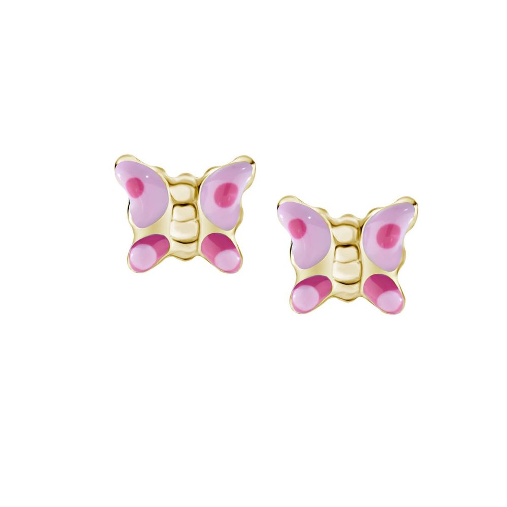 Amen Orecchini Lobo Argento Dorato Smalto Rosa e Fucsia