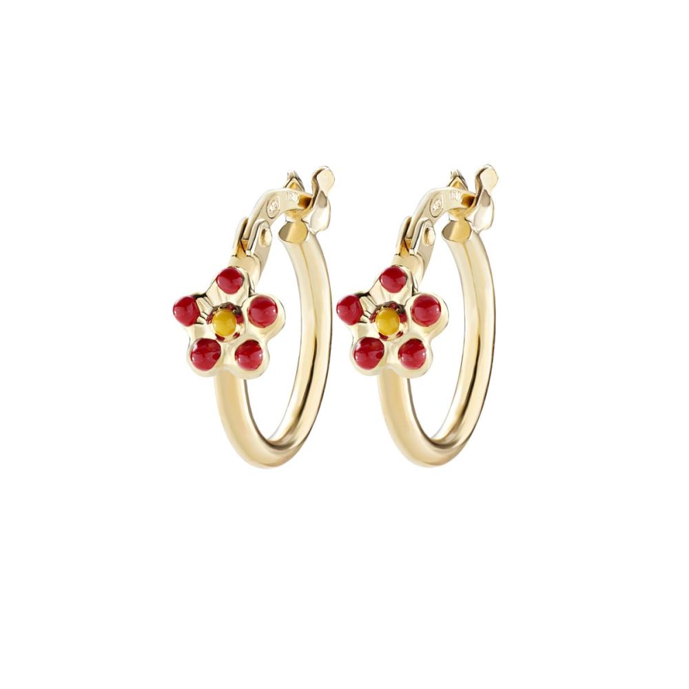 Amen Cerchi Argento Dorato Smalto Rosso e Giallo