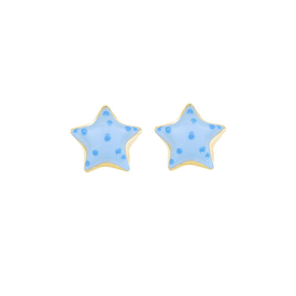 Amen Orecchini Lobo Argento Dorato Smalto Azzurro e Blu