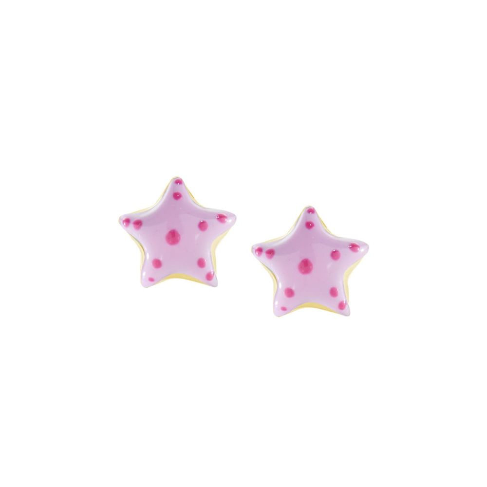 Amen Orecchini Lobo Argento Dorato Smalto Rosa e Fucsia