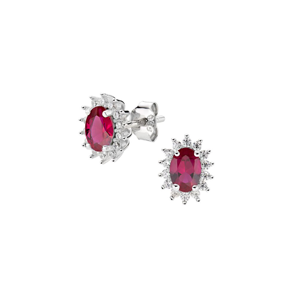Amen Orecchini Argento Royal Lady Zircone Rosso
