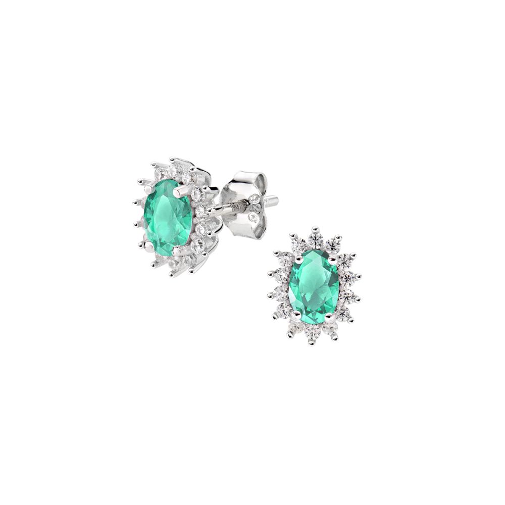 Amen Orecchini Argento Royal Lady Zircone Verde