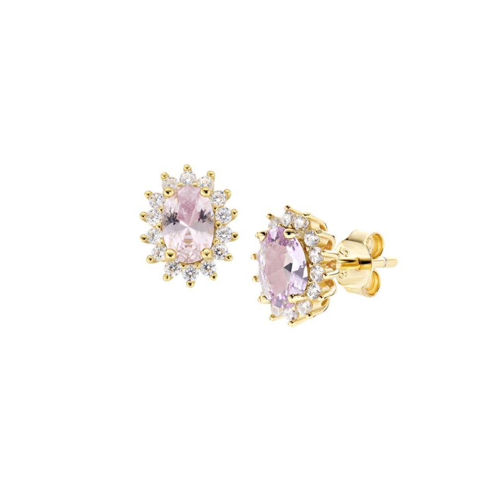 Amen Orecchini Argento Gold Zirconi Morganite e Bianchi