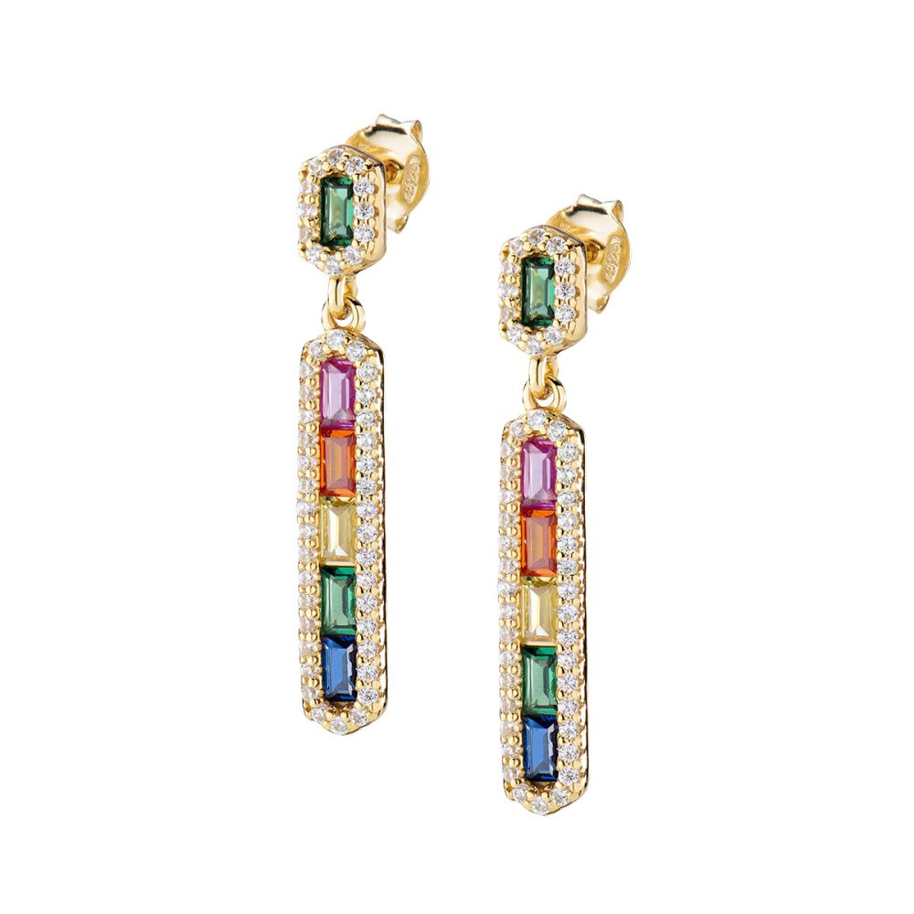 Amen Orecchini  Argento Gold  Zirconi Multicolor