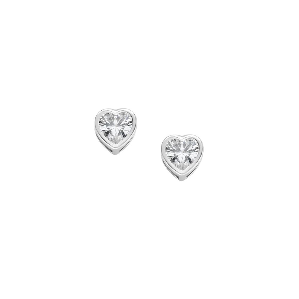 Amen Orecchini Argento Punto Luce Cuore Bianco