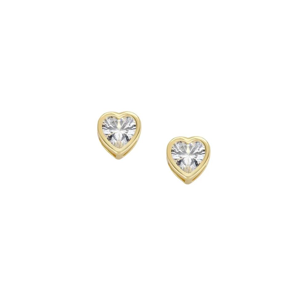 Amen Orecchini Argento Gold Punto Luce Cuore Bianco