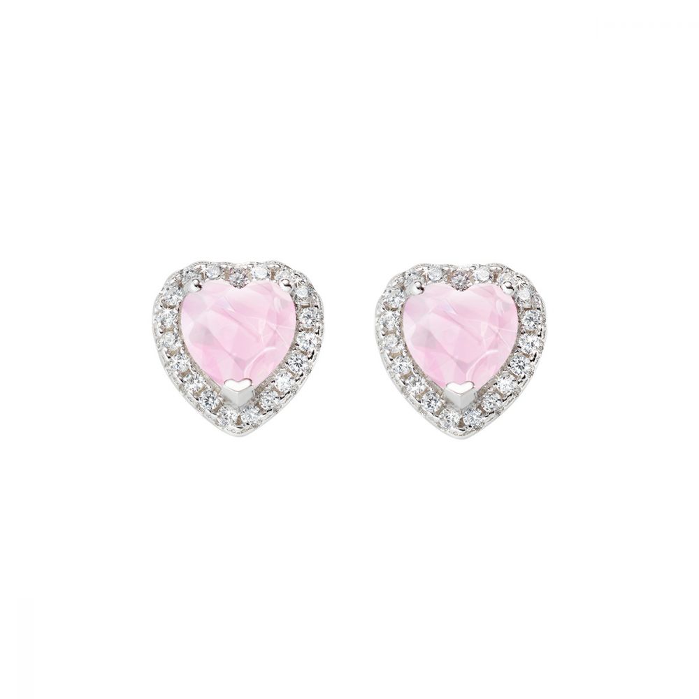 Amen Orecchini Donna Argento Rodiato Cuore Rosa