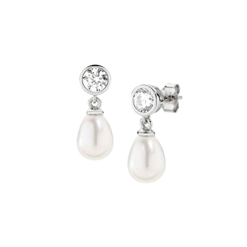 Amen Orecchini Argento Zircone e Perla