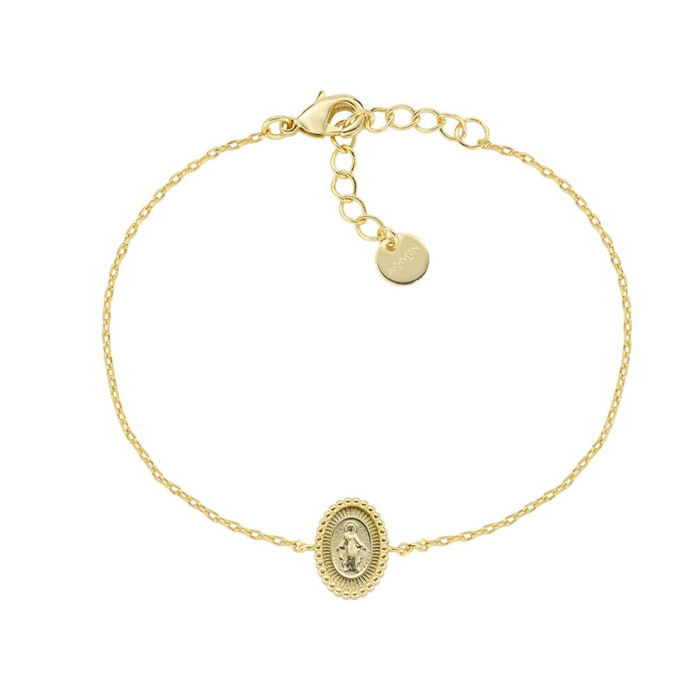 Amen Bracciale Ottone Gold con Madonnina