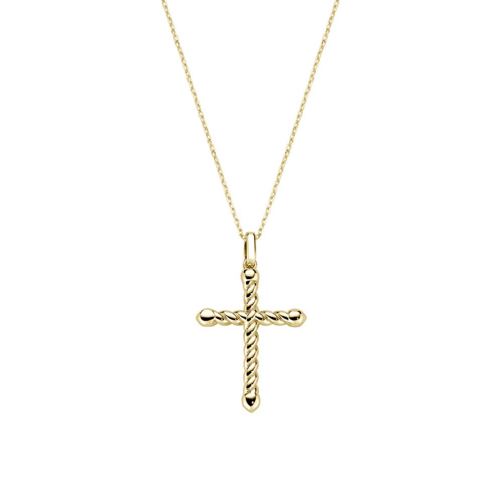 Amen Collana Ottone Gold Croce con Zirconi