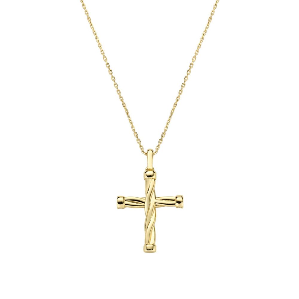 Amen Collana Ottone Gold Croce con Zirconi