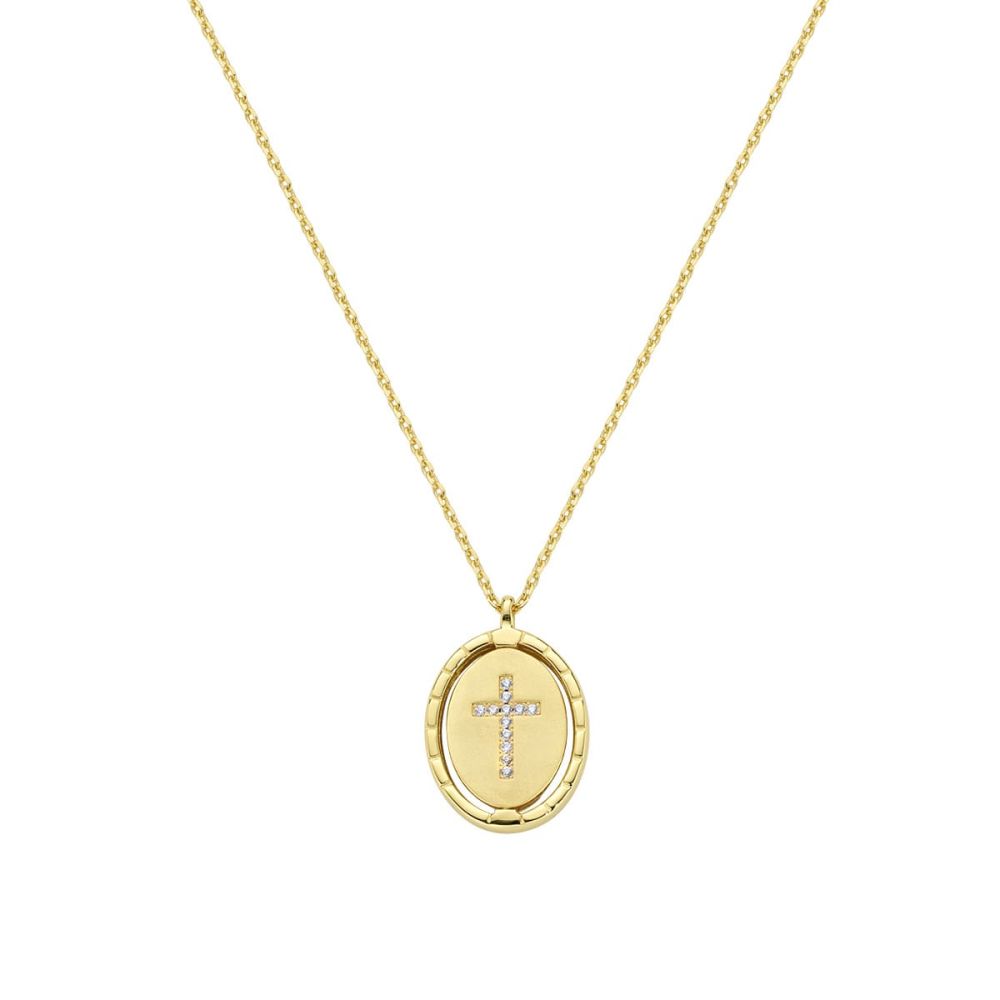 Amen Collana Ottone Gold Madonnina e Zirconi