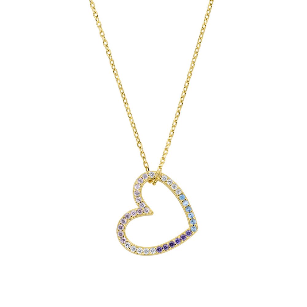 Amen Set Collana+Orecchini Ottone Dorato Cuore Multicolor