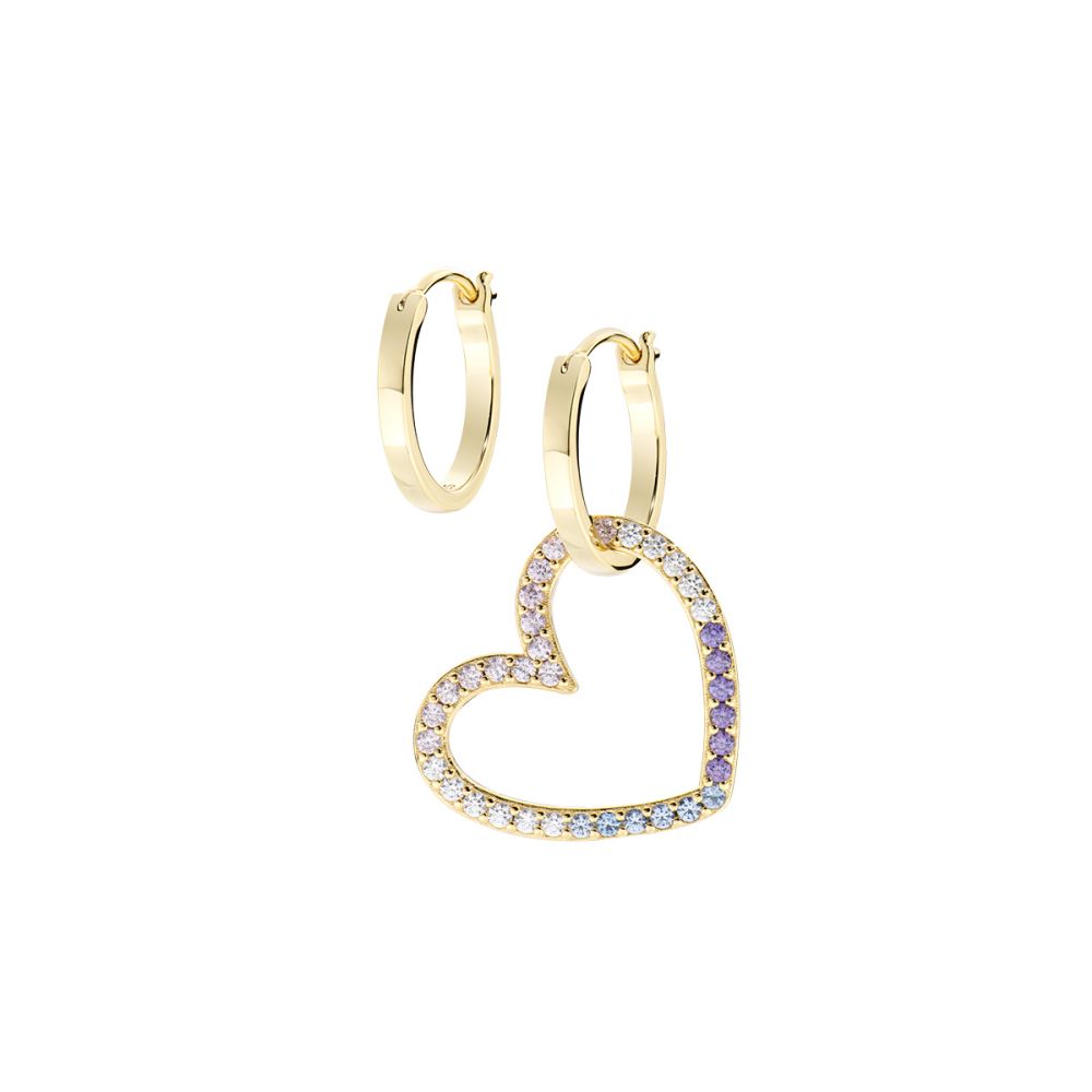 Amen Set Collana+Orecchini Ottone Dorato Cuore Multicolor