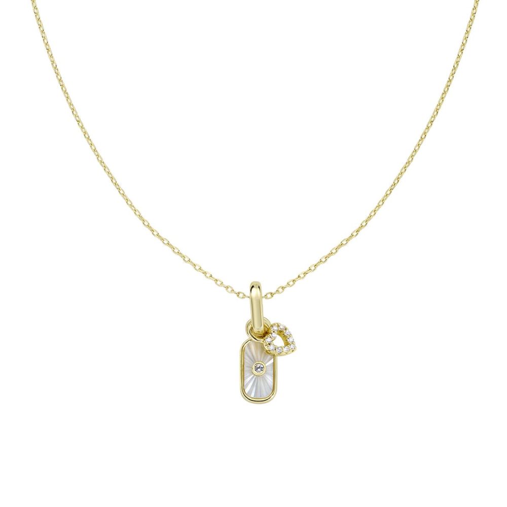 Amen Collana Ottone Gold Madreperla e Cuore