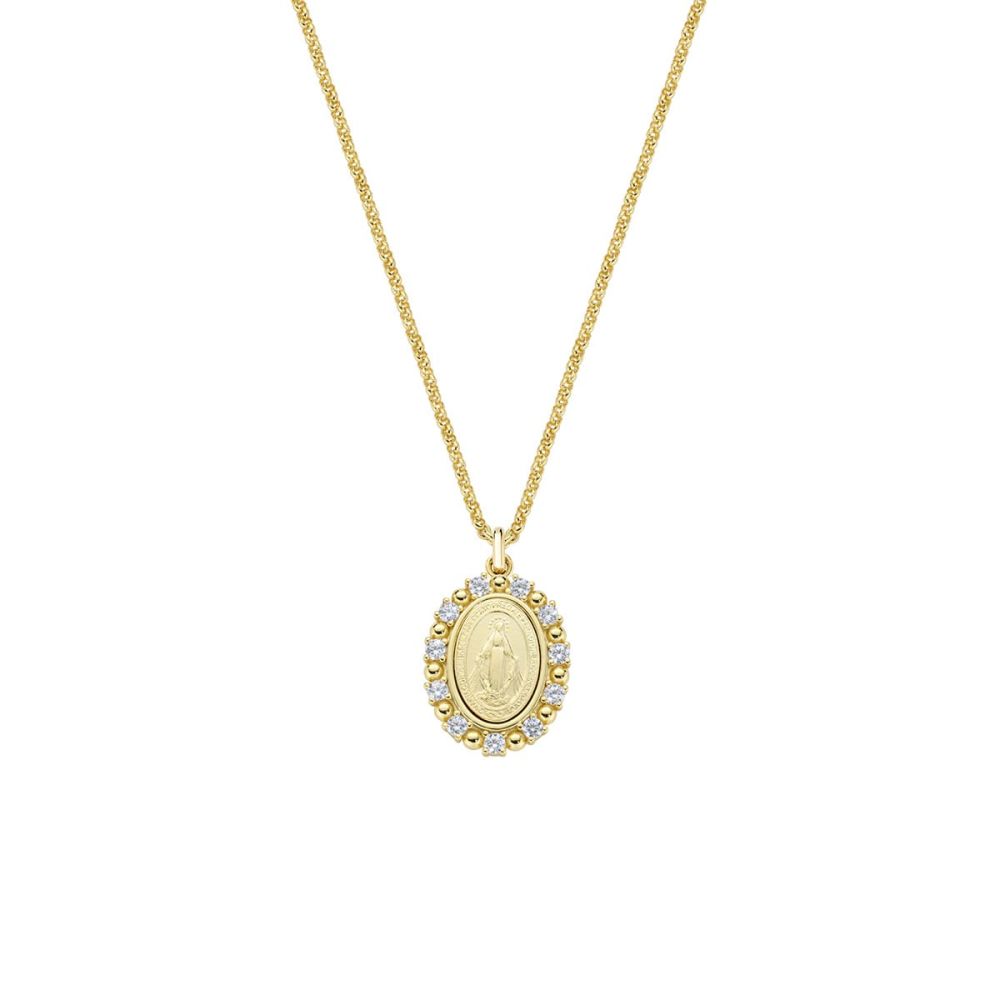 Amen Collana Ottone Gold Madonnina con Zirconi