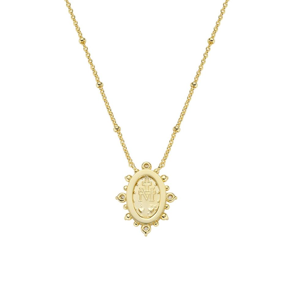 Amen Collana Ottone Gold Madonnina con Zirconi