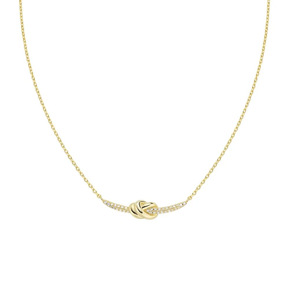 Amen Collana Ottone Gold Nodo D'Amore e Zirconi