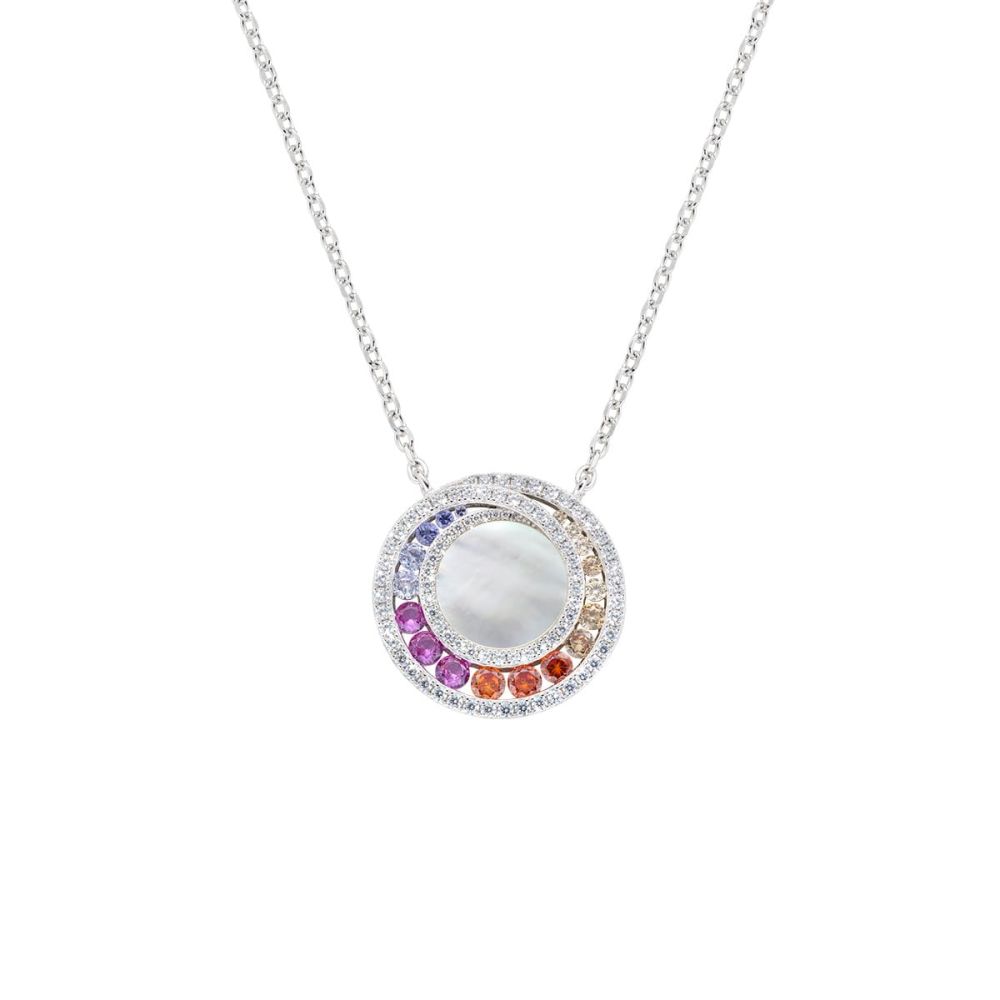 Amen Collana Ottone Madreperla e Zirconi Multicolor