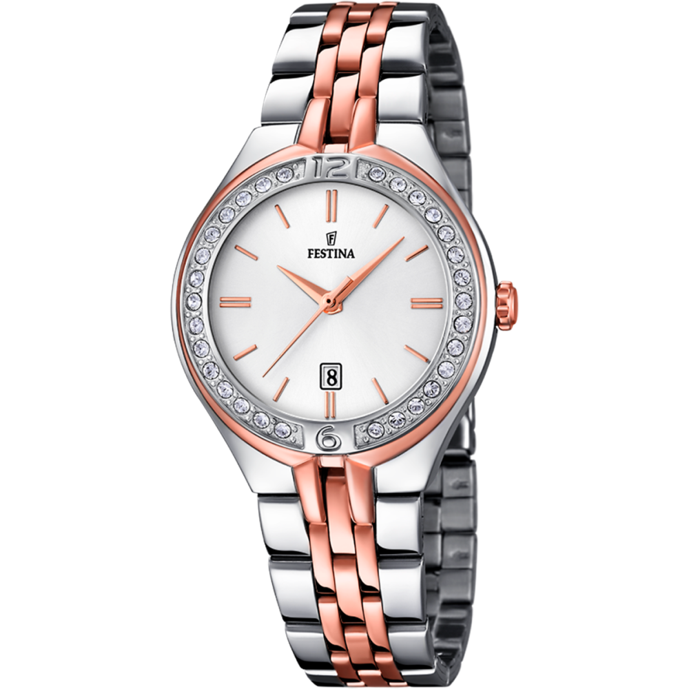 Festina Orologio Solo Tempo Acciaio Bicolore Quadrante Silver
