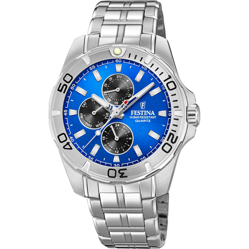 Festina Orologio Multifunzione Acciaio Quadrante Azzurro