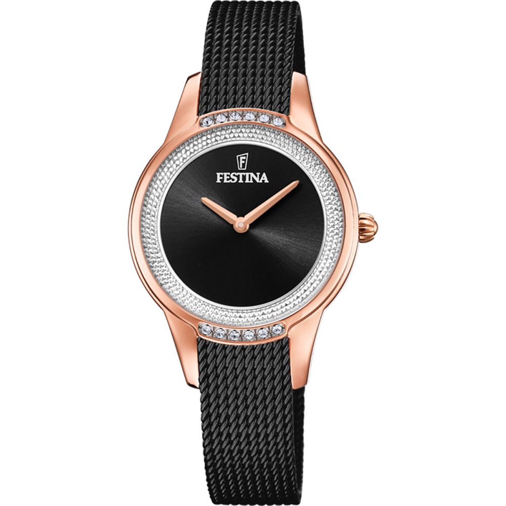 Festina Orologio Acciaio Rosè Solo Tempo Quadrante Nero