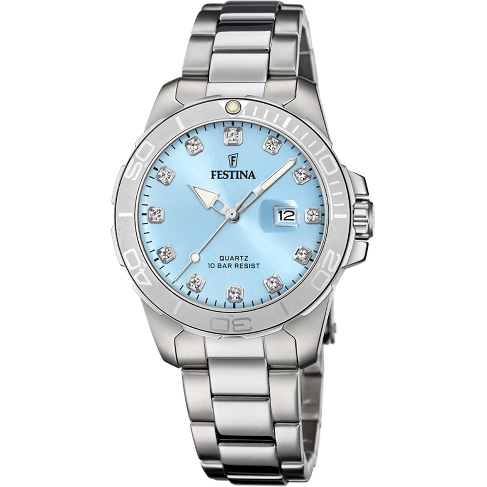 Festina Orologio Solo Tempo Acciaio Quadrante Azzurro