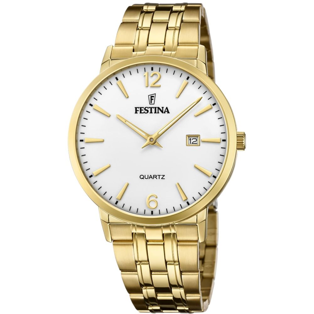 Festina Solo Tempo Acciaio Gold Quadrante Silver