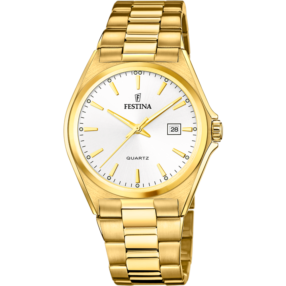 Festina Orologio Solo Tempo Acciaio Gold Quadrante Bianco