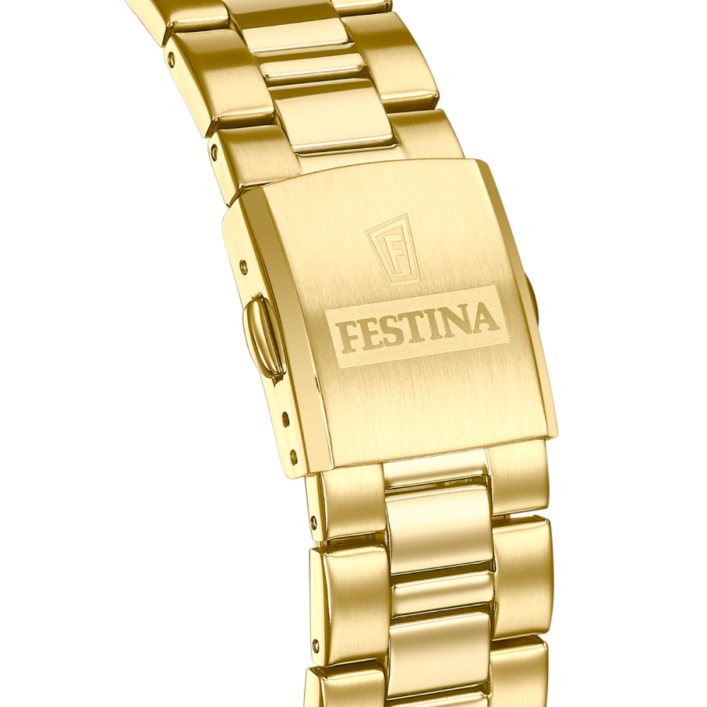 Festina Orologio Solo Tempo Acciaio Gold Quadrante Bianco
