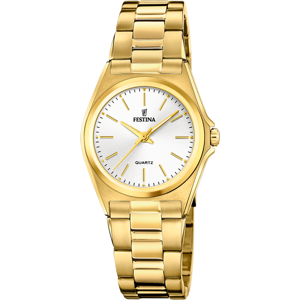 Festina Orologio Solo Tempo Acciaio Gold Quadrante Bianco