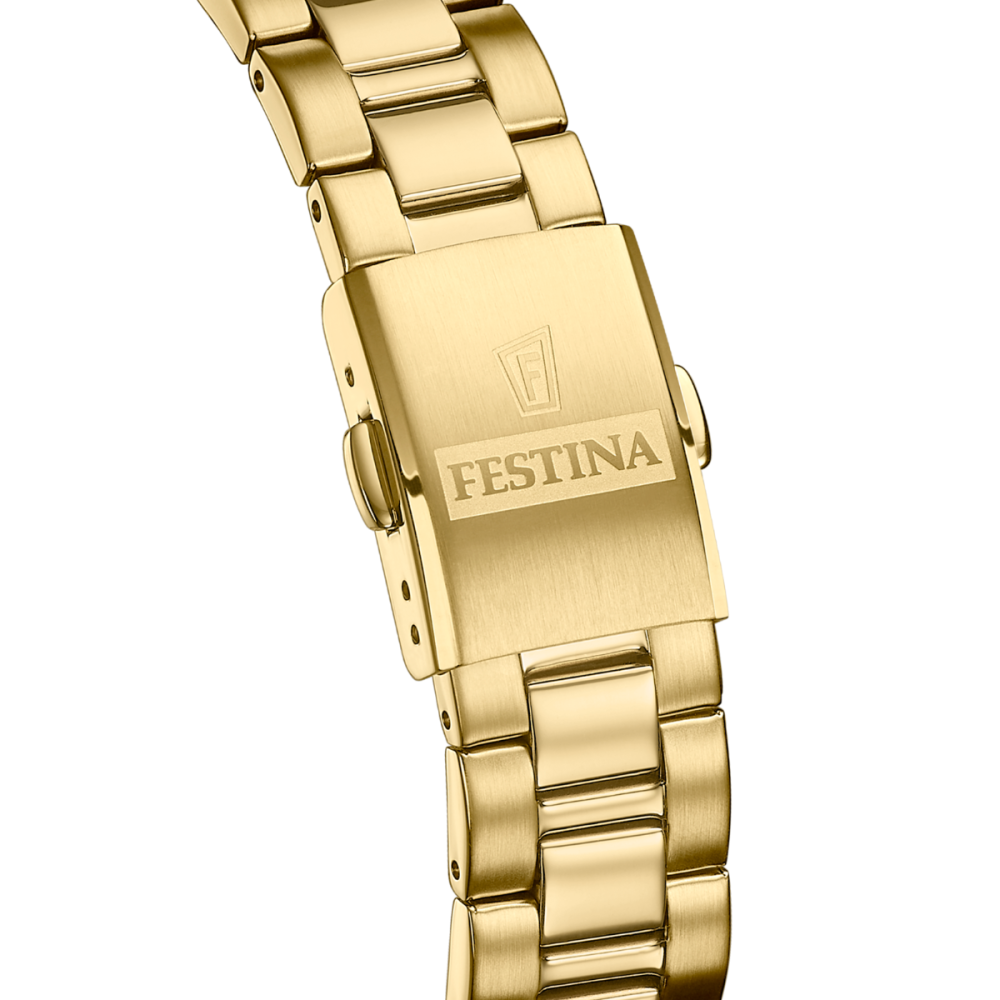 Festina Orologio Solo Tempo Acciaio Gold Quadrante Bianco