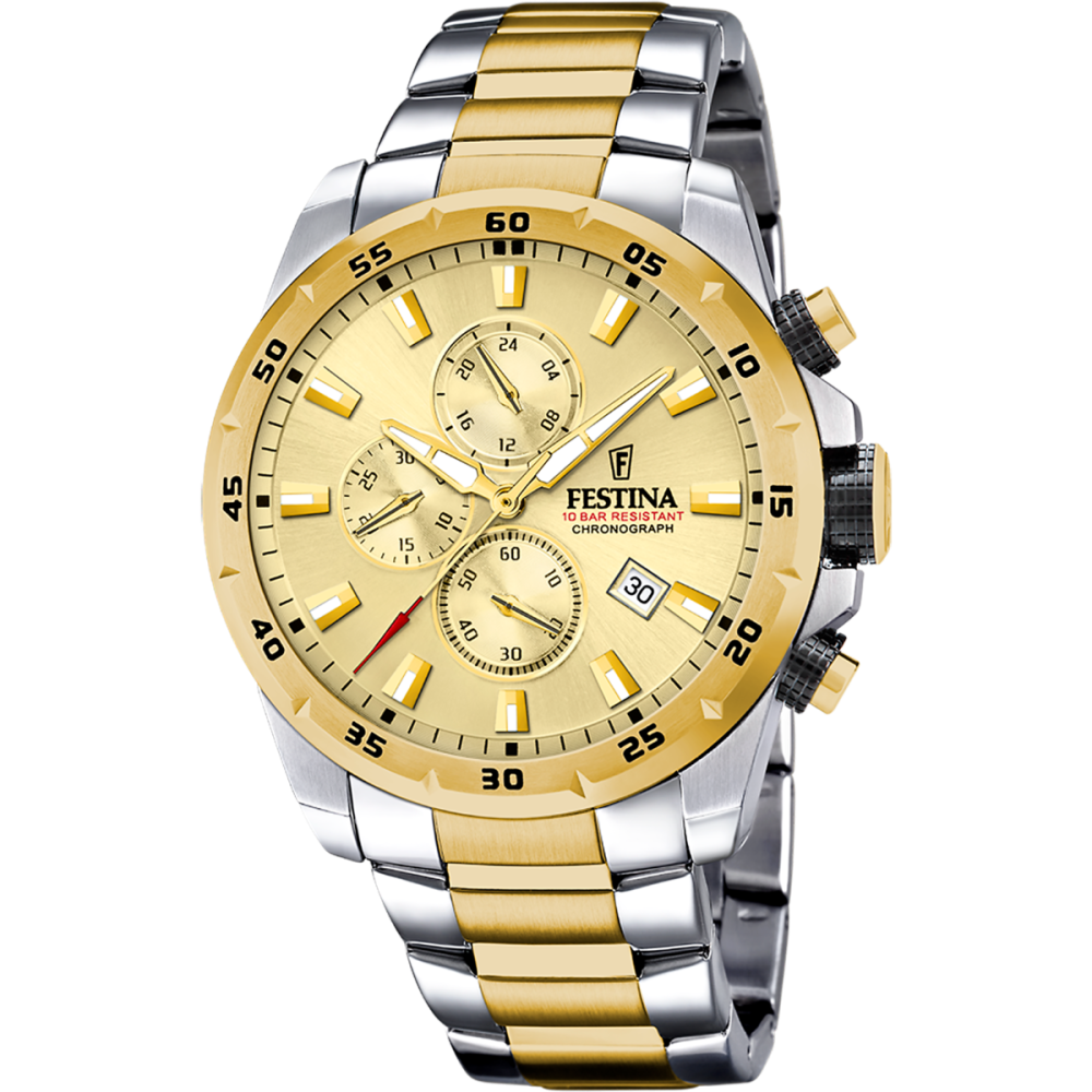 Festina Orologio Cronografo Acciaio Bicolore Quadrante Gold