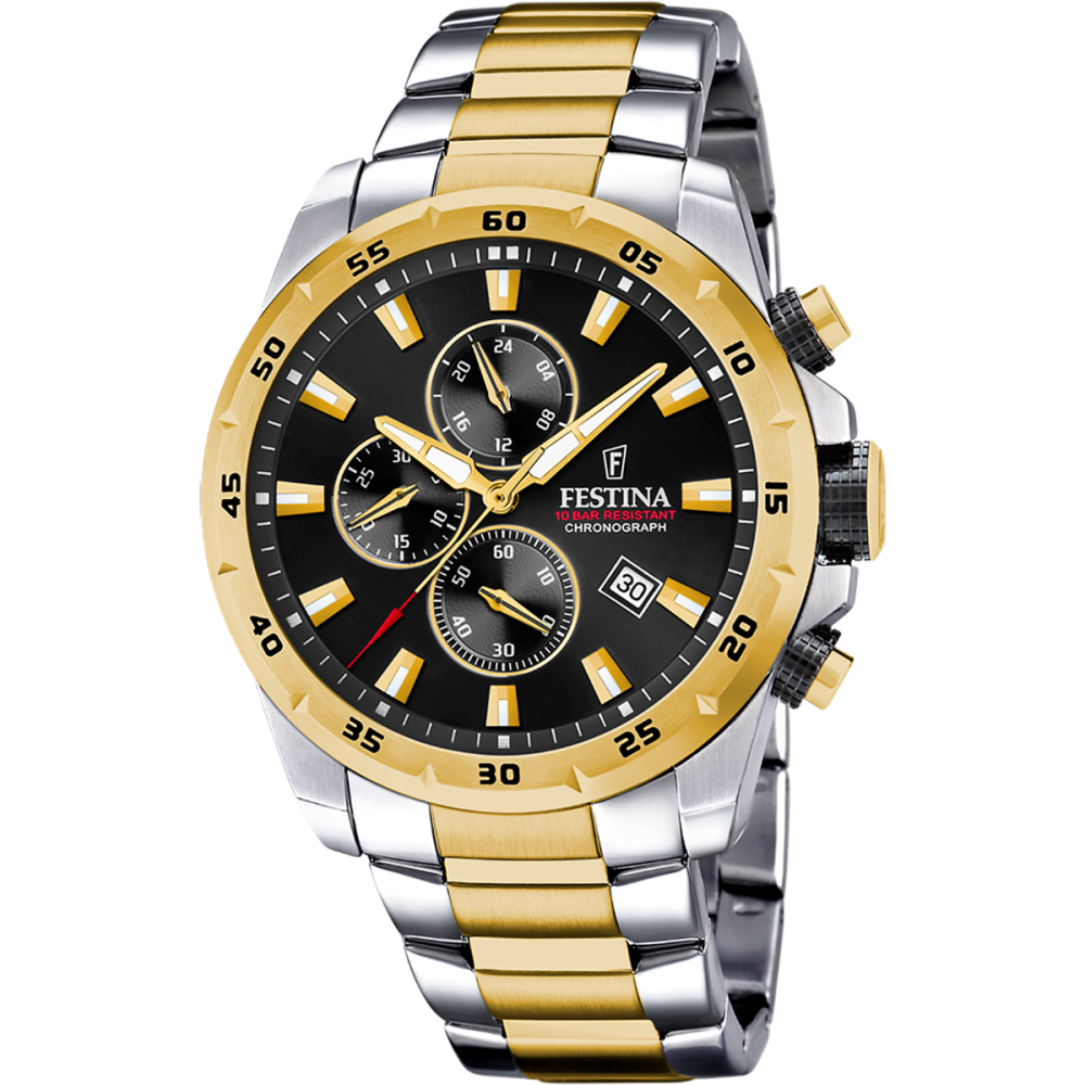 Festina Orologio Cronografo Acciaio-Gold Quadrante Nero