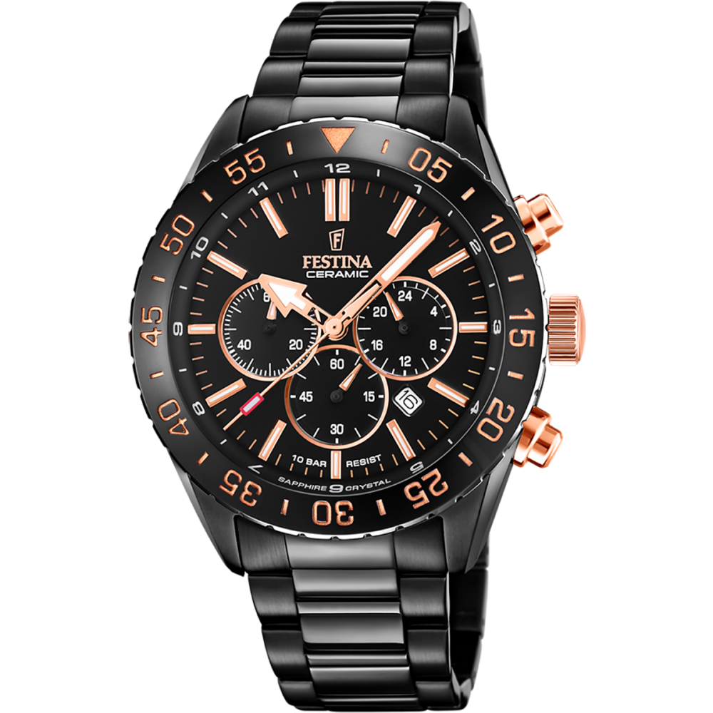 Festina Orologio Cronografo Acciaio Nero Quadrante Nero