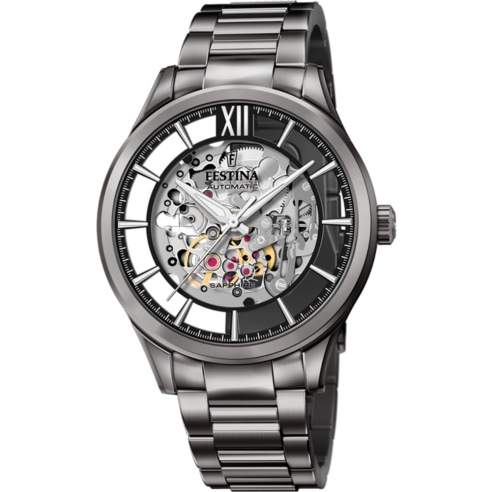 Festina Orologio Solo Tempo Acciaio Grigio Automatico