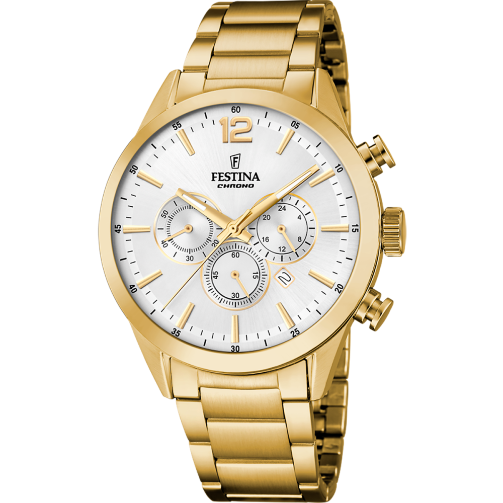Festina Orologio Cronografo Acciaio Gold Quadrante Bianco