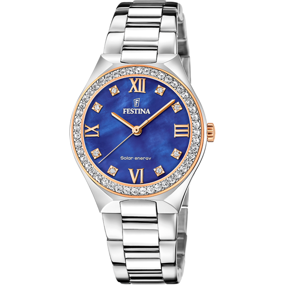 Festina Orologio Solare Acciaio Solo Tempo Quadrante Blu