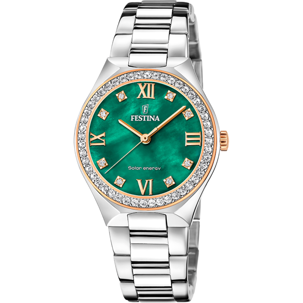 Festina Orologio Solare Acciaio Solo Tempo Quadrante Verde